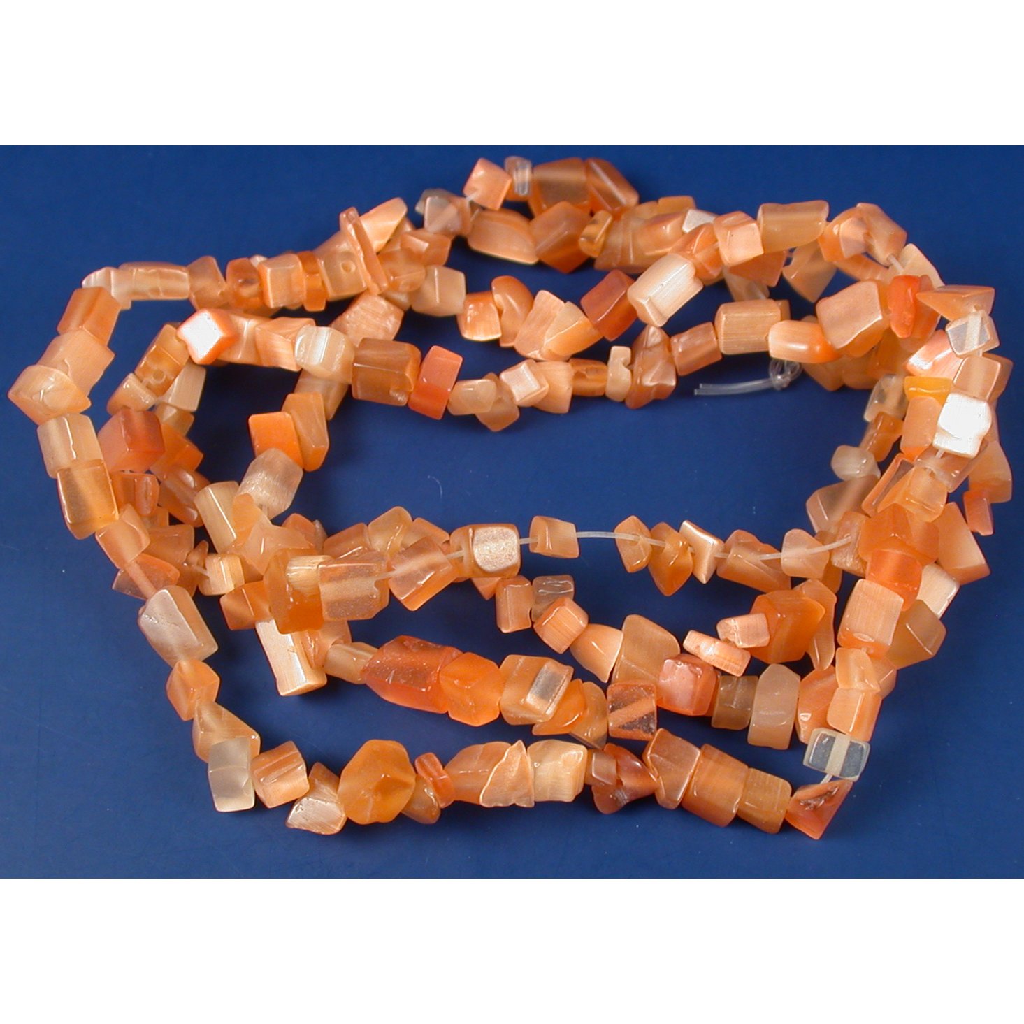 Findingking Orange Fiber Optic Chip Beads 34" Strand
