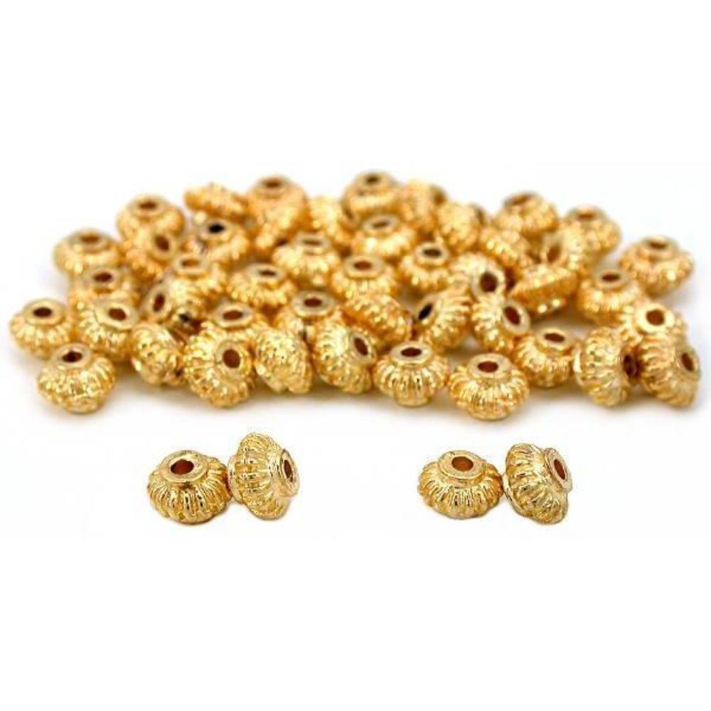 Findingking Saucer Bali Beads Gold Plated Jewelry 5.5mm Approx 50