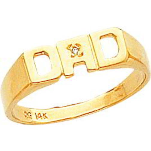 Findingking 14K Yellow Gold Diamond Dad Mens Ring Jewelry Sz 10