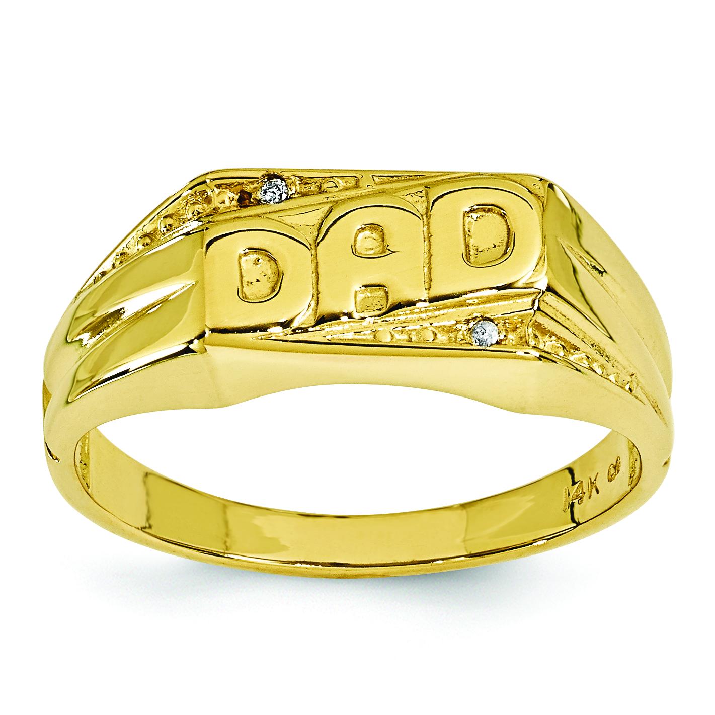 Findingking 14K Yellow Gold Diamond Dad Mens Ring Jewelry Sz 10