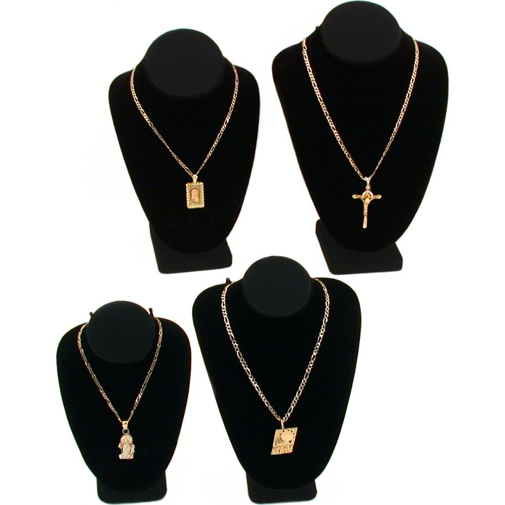 Findingking Necklace Jewelry Display Black Velvet Busts Set Stands