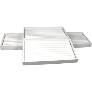 Findingking 4 Ring Display White Faux Leather Jewelry Tray Unit