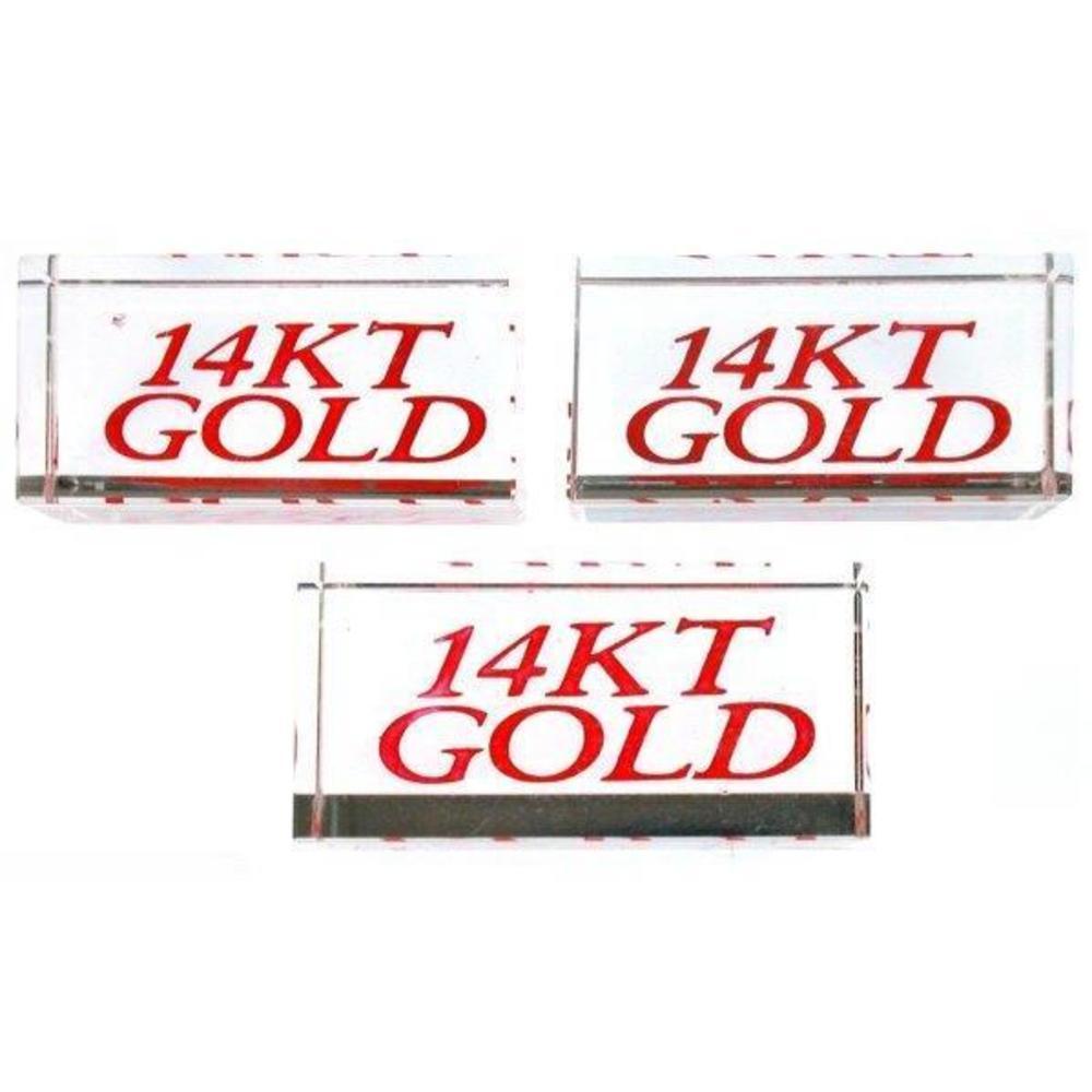 Findingking 3 Display Signs 14KT Gold Showcase Jewelry Countertop