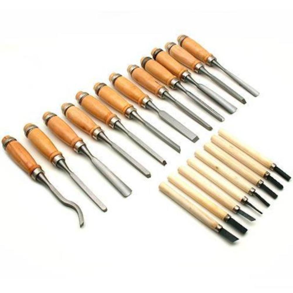 Findingking 12 Wood Carving & 8 Turning Lathe Chisels