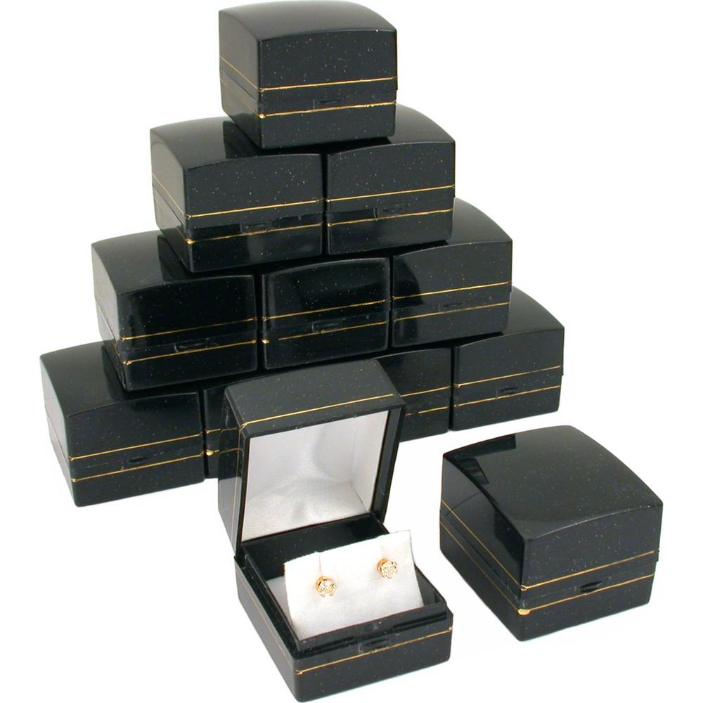 Findingking 12 Black Gold Sparkle Earring Classy Gift Jewelry Boxes