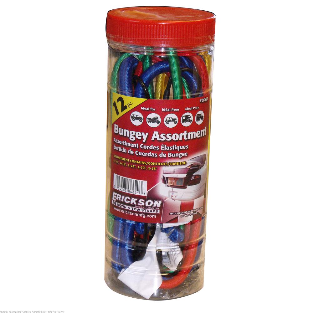 Findingking Jar of Assorted Bungee Cords 12Pcs