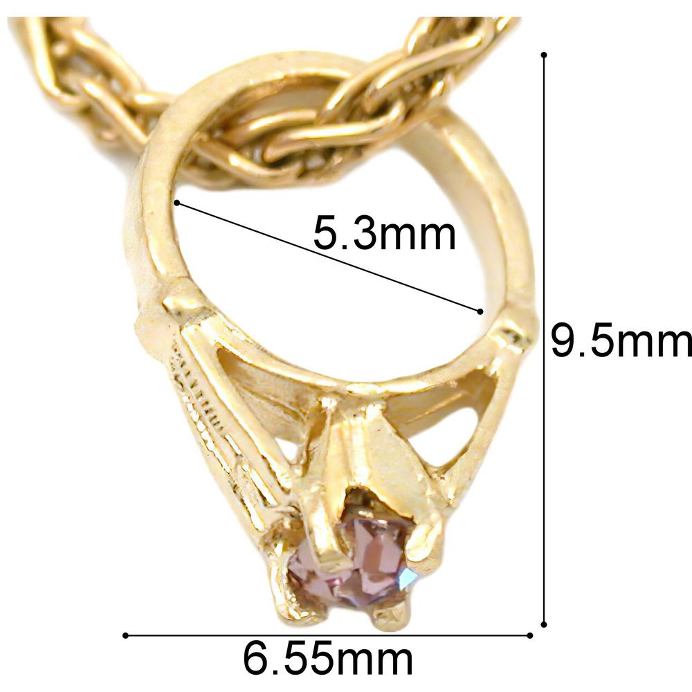 Findingking 14K Gold June Birthstone Baby Ring Charm Chain Jewelry