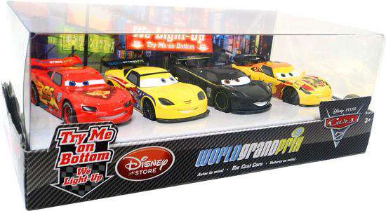 Disney Pixar Cars Cars 2 Light Up World Grand Prix Exclusive 1 43 Diecast Car Set Set 1 Damaged Package