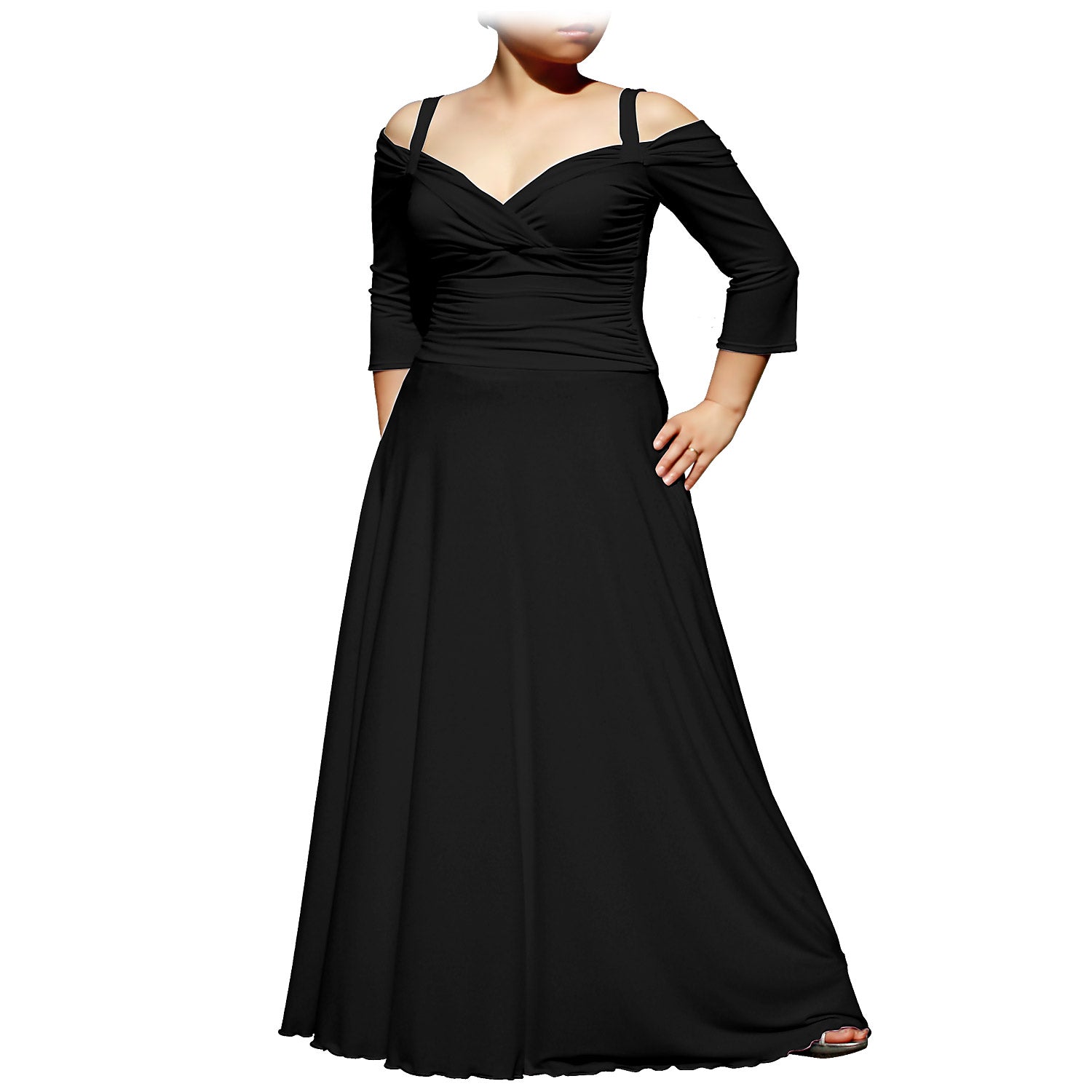 Evanese Women's Plus Size Elegant Long Formal Evening Dress with 3/4 Sleeves
