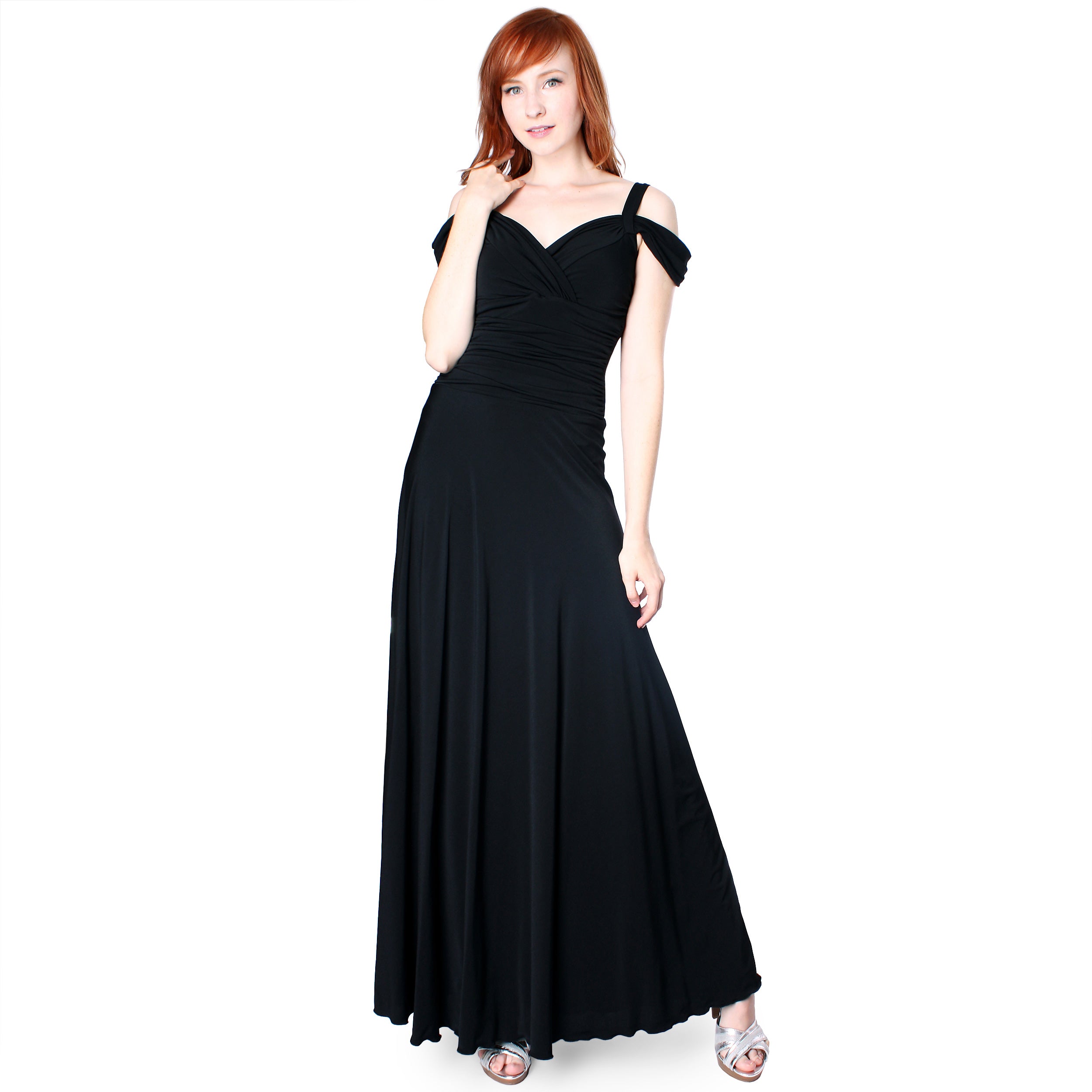 Evanese Women's Elegant Slip On Long Formal Evening Dress with Shoulder bands