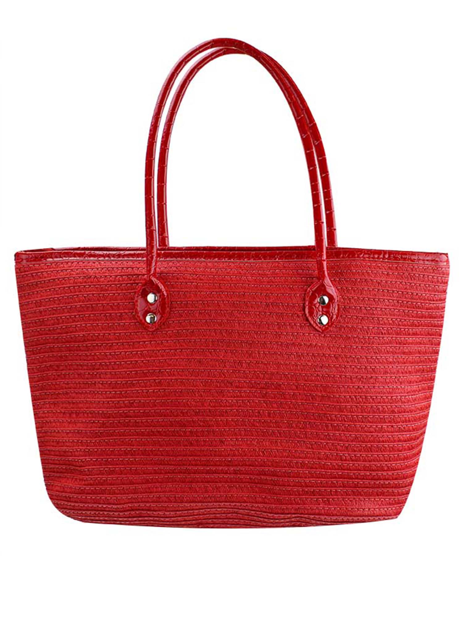Red Handbags Wallets Organic Sears Luxury Divas Red Long Handle Straw Beach Tote Bag