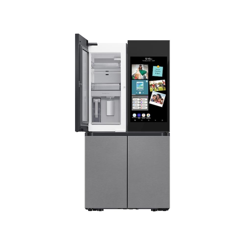 Samsung Bespoke Counter Depth 4-Door Refrigerator (23 cu. ft.) with Family in Charcoal Glass Top and Stainless Steel Bottom Panels