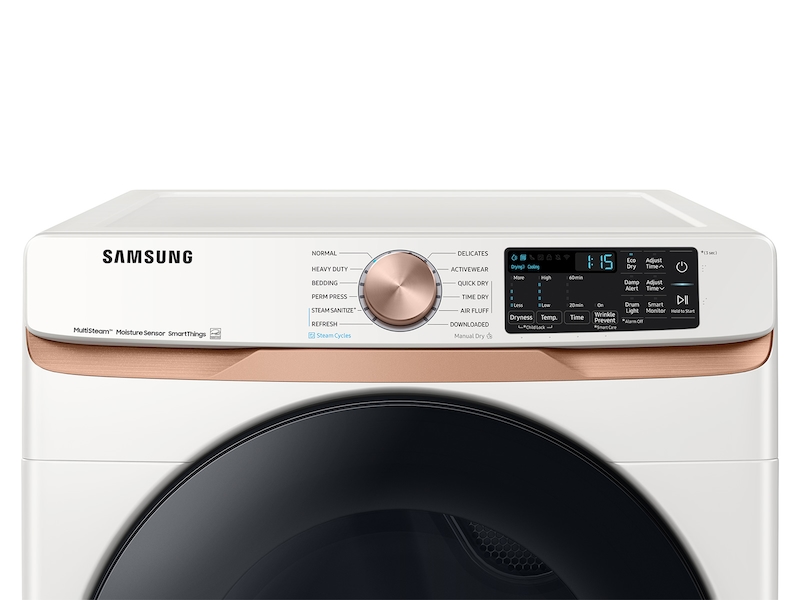 Samsung 7.5 cu. ft. Smart Gas Dryer with Steam Sanitize+ and Sensor Dry in Ivory