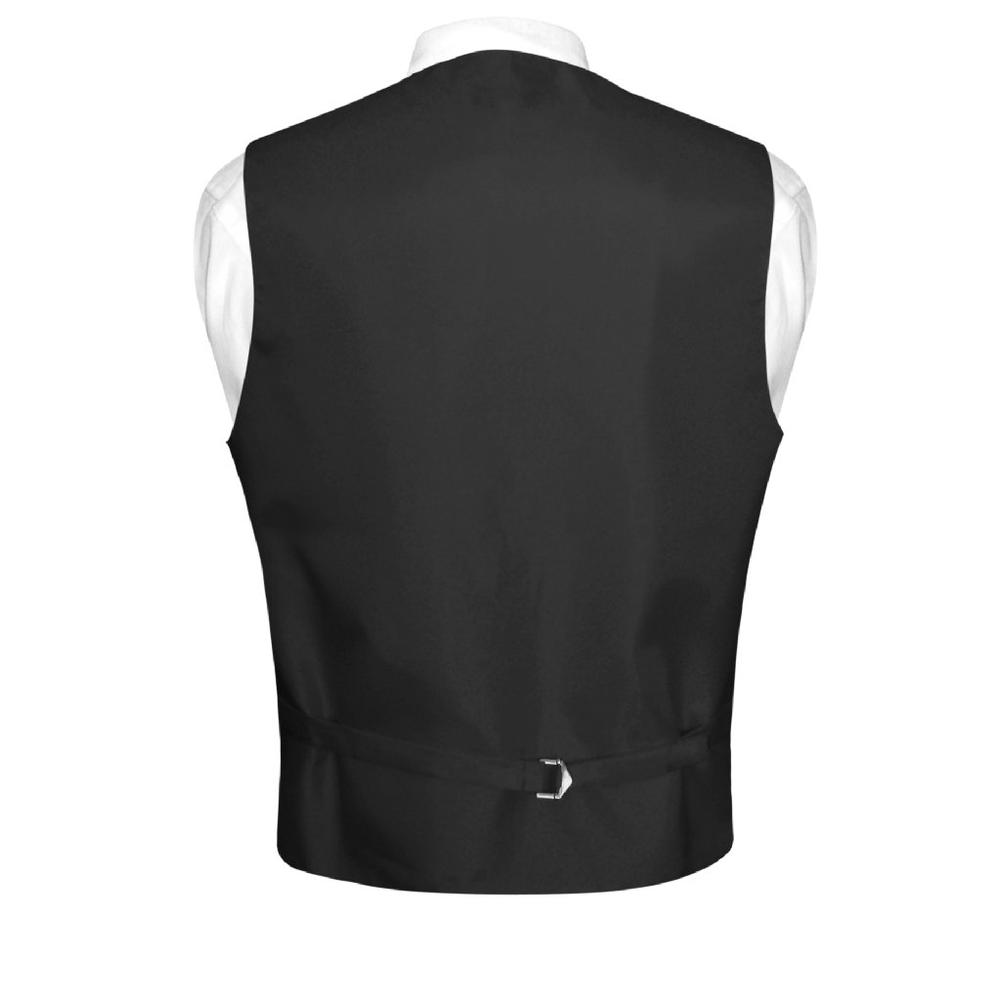 Vesuvio Napoli Men's Plaid Design Dress Vest & NeckTie Black Red White Neck Tie Set