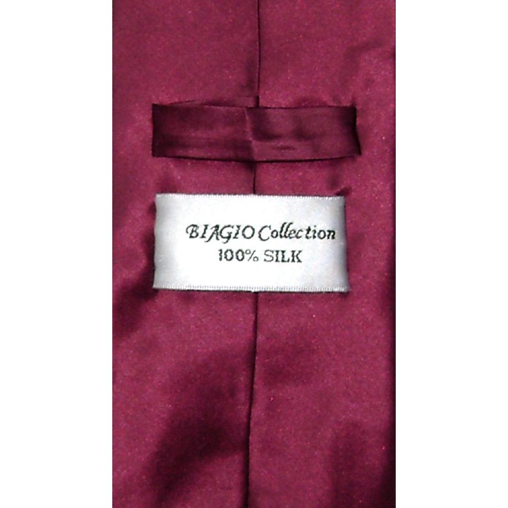 Biagio 100% SILK Solid BURGUNDY Color NeckTie & Handkerchief Men's Neck Tie Set