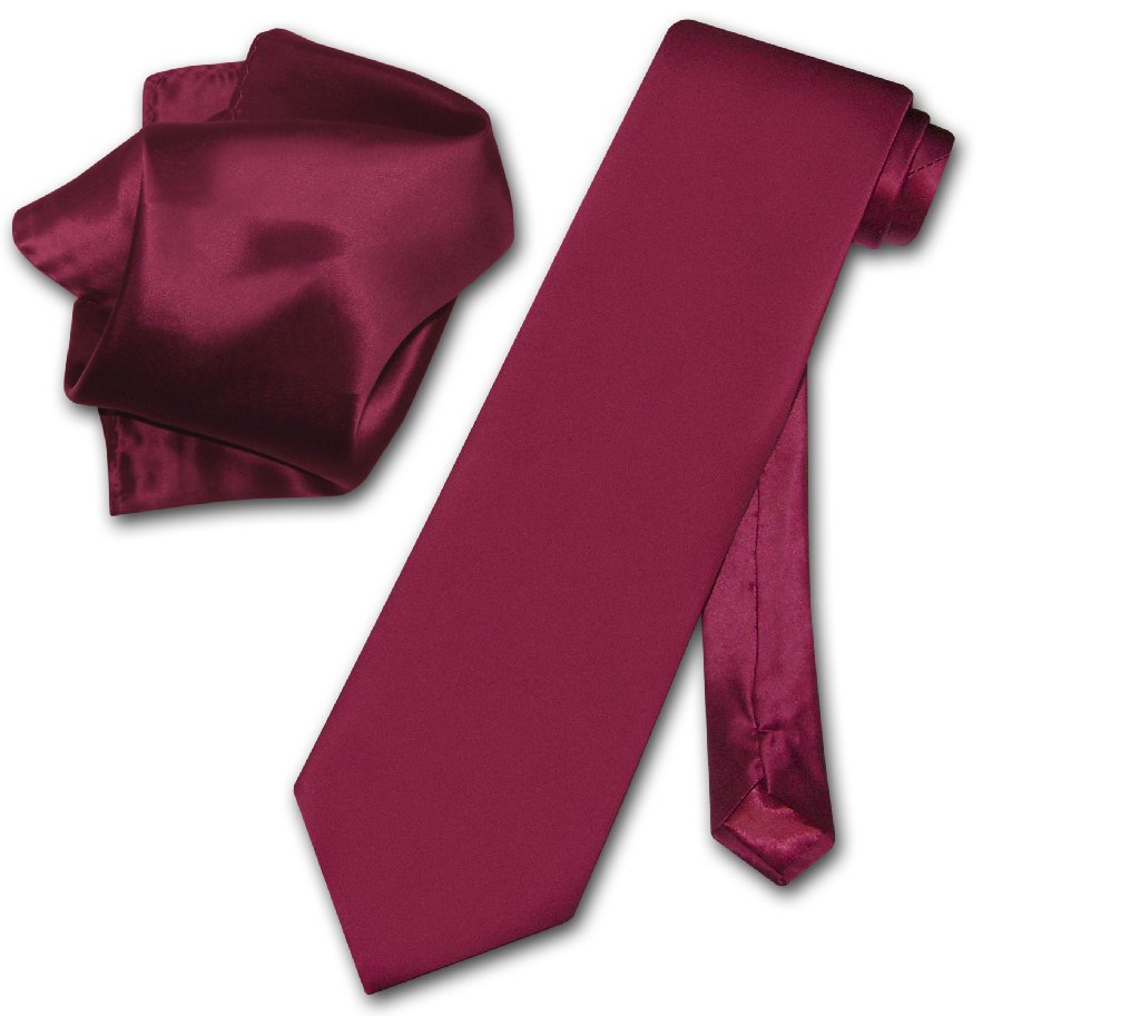 Biagio 100% SILK Solid BURGUNDY Color NeckTie & Handkerchief Men's Neck Tie Set