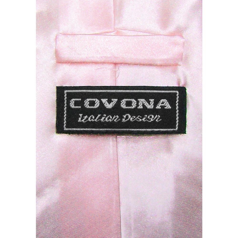 Covona Solid PINK Color NeckTie Handkerchief Matching Men's Neck Tie Set
