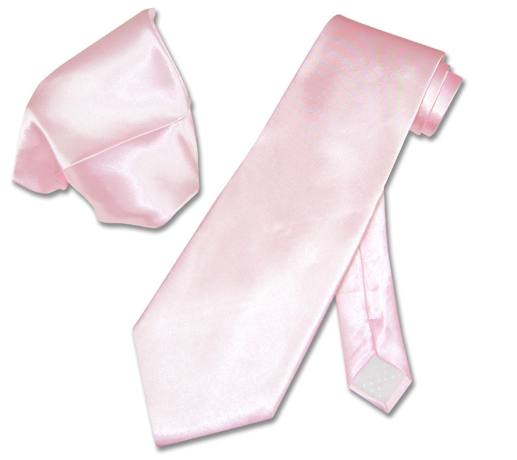 Covona Solid PINK Color NeckTie Handkerchief Matching Men's Neck Tie Set