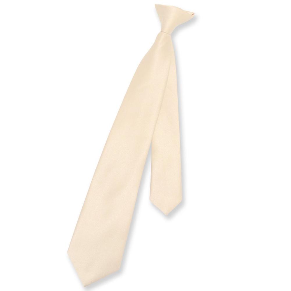 Vesuvio Napoli Boy's CLIP-ON NeckTie Solid Light BROWN Color Youth Neck Tie