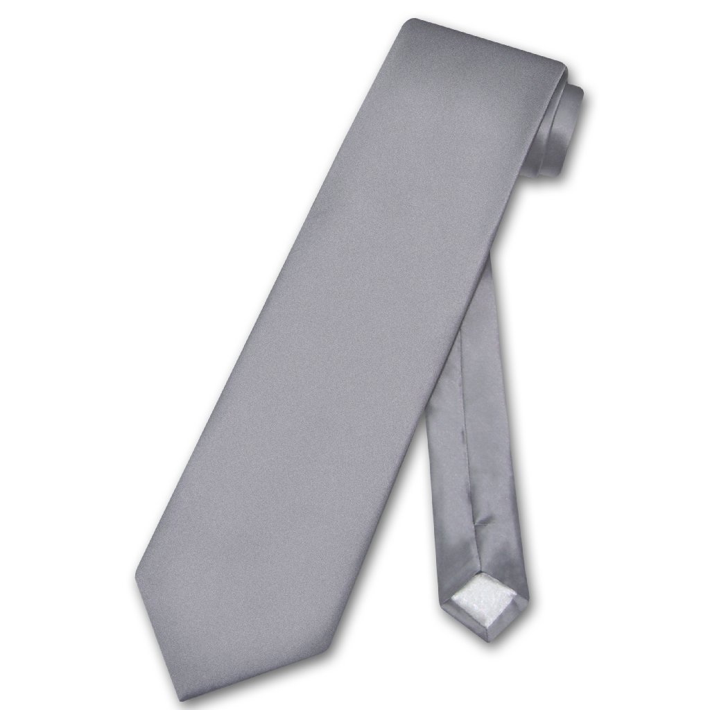Biagio 100% SILK NeckTie EXTRA LONG Solid CHARCOAL GREY Color Men's XL Neck Tie