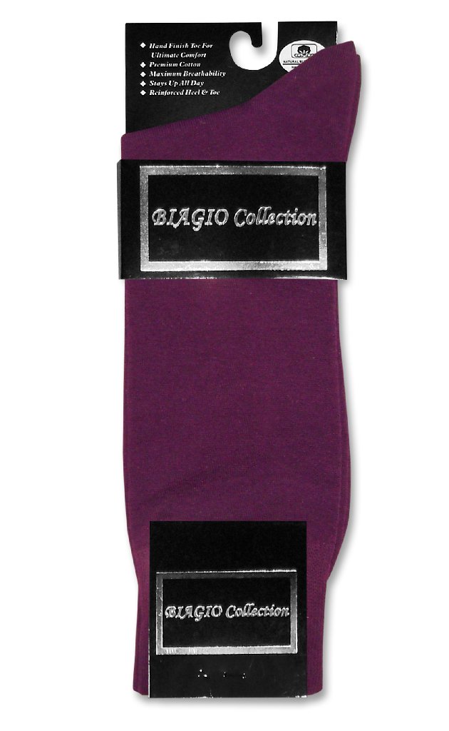 Biagio 1 Pair of  Solid Dark PURPLE Color Men's COTTON Dress SOCKS