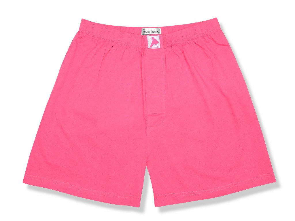 Biagio Mens Solid HOT PINK FUCHSIA Color BOXER 100% Knit Cotton Shorts