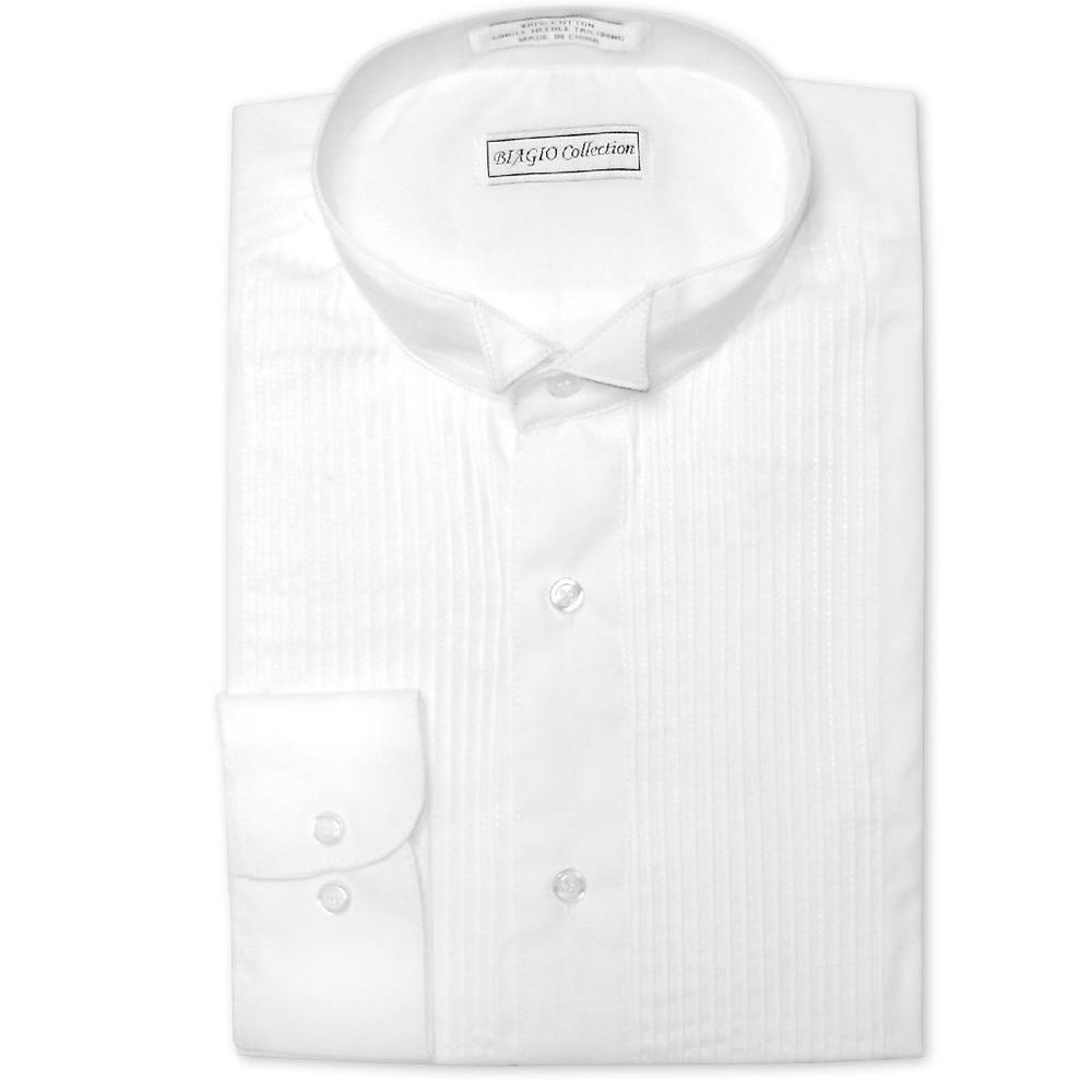 Biagio Men's 100% COTTON Solid White Color TUXEDO Dress Shirt