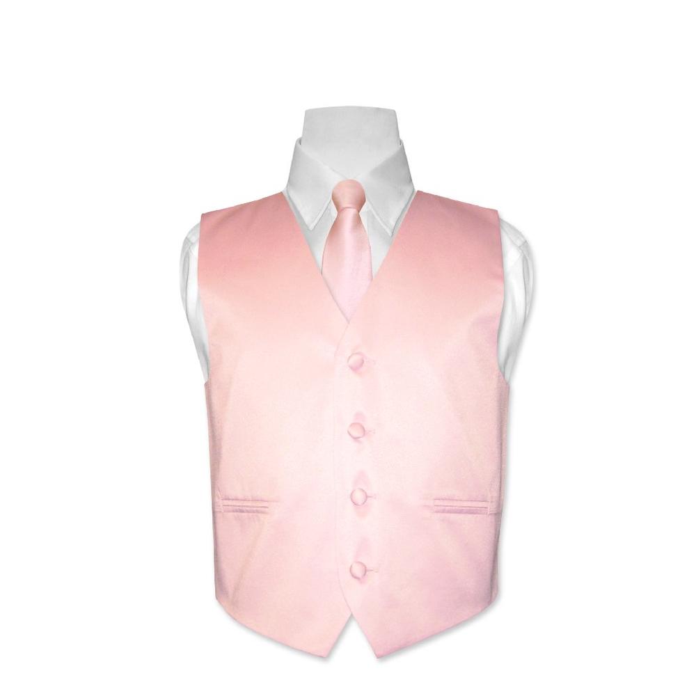 Covona BOY'S Dress Vest & NeckTie Solid PINK Color Neck Tie Set size 14