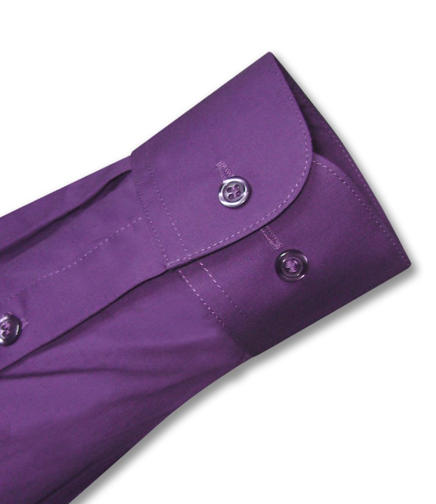 Biagio Men's 100% COTTON Solid PURPLE INDIGO Dress Shirt w/ Convertible Cuffs