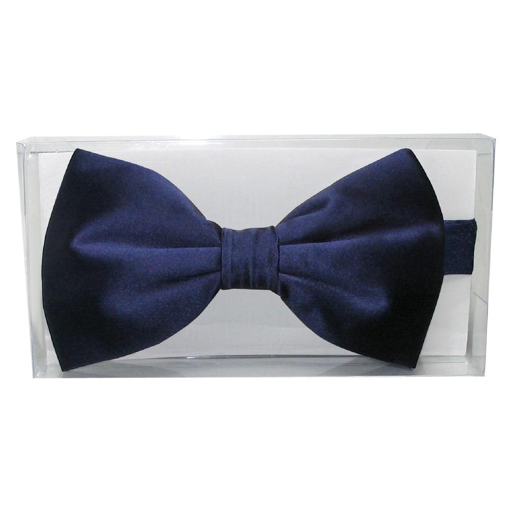 Vesuvio Napoli 100% SILK BOWTIE Solid NAVY BLUE Color Men's Bow Tie for Tuxedo or Suit