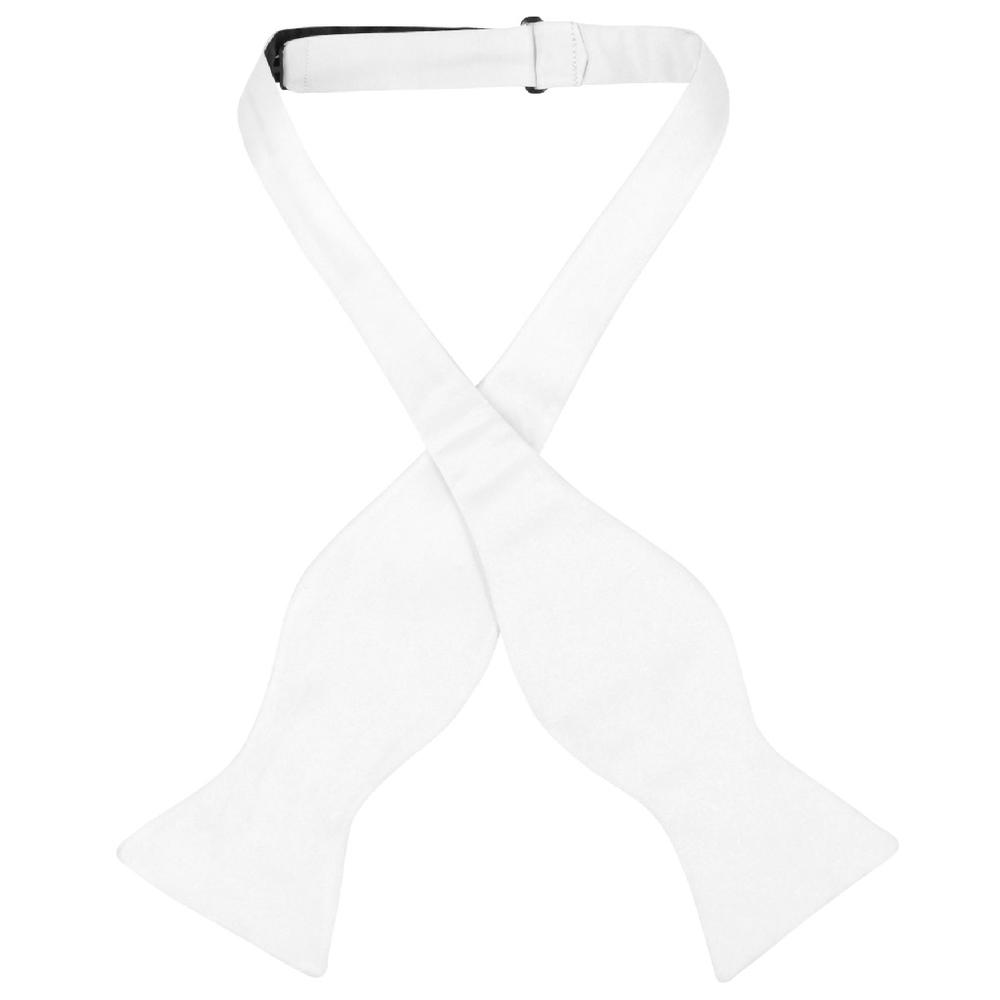 Vesuvio Napoli SELF TIE Bow Tie Solid WHITE Color Men's BowTie