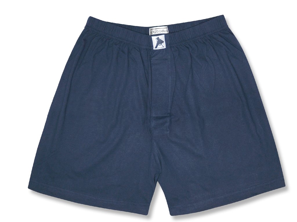 Biagio Mens Solid NAVY BLUE Color BOXER 100% Knit Cotton Shorts
