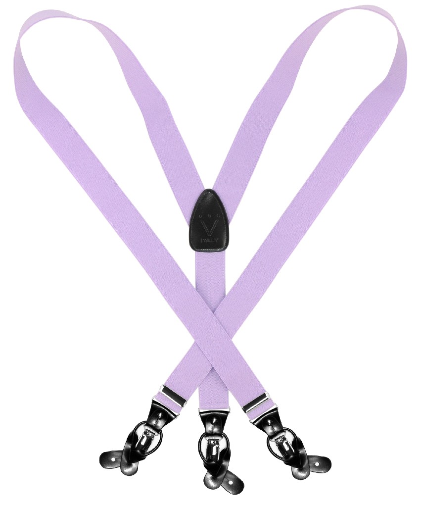 Vesuvio Napoli Men's LAVENDER Purple SUSPENDERS Y Shape Back Elastic Button & Clip Convertible