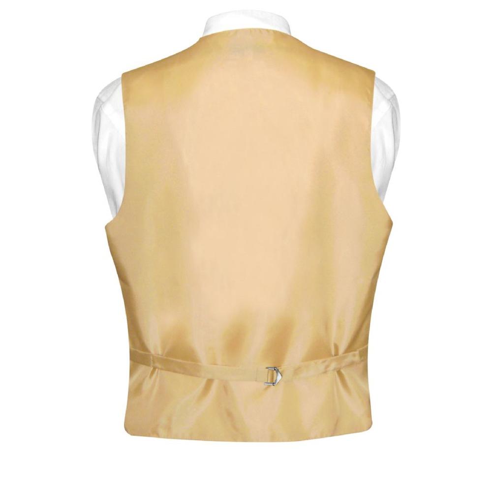 Vesuvio Napoli Men's Dress Vest & BowTie Solid GOLD Color Bow Tie Set for Suit or Tuxedo