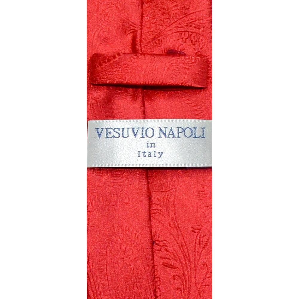 Vesuvio Napoli Narrow NeckTie Solid RED Color Paisley 2.5" Skinny Men's Neck Tie
