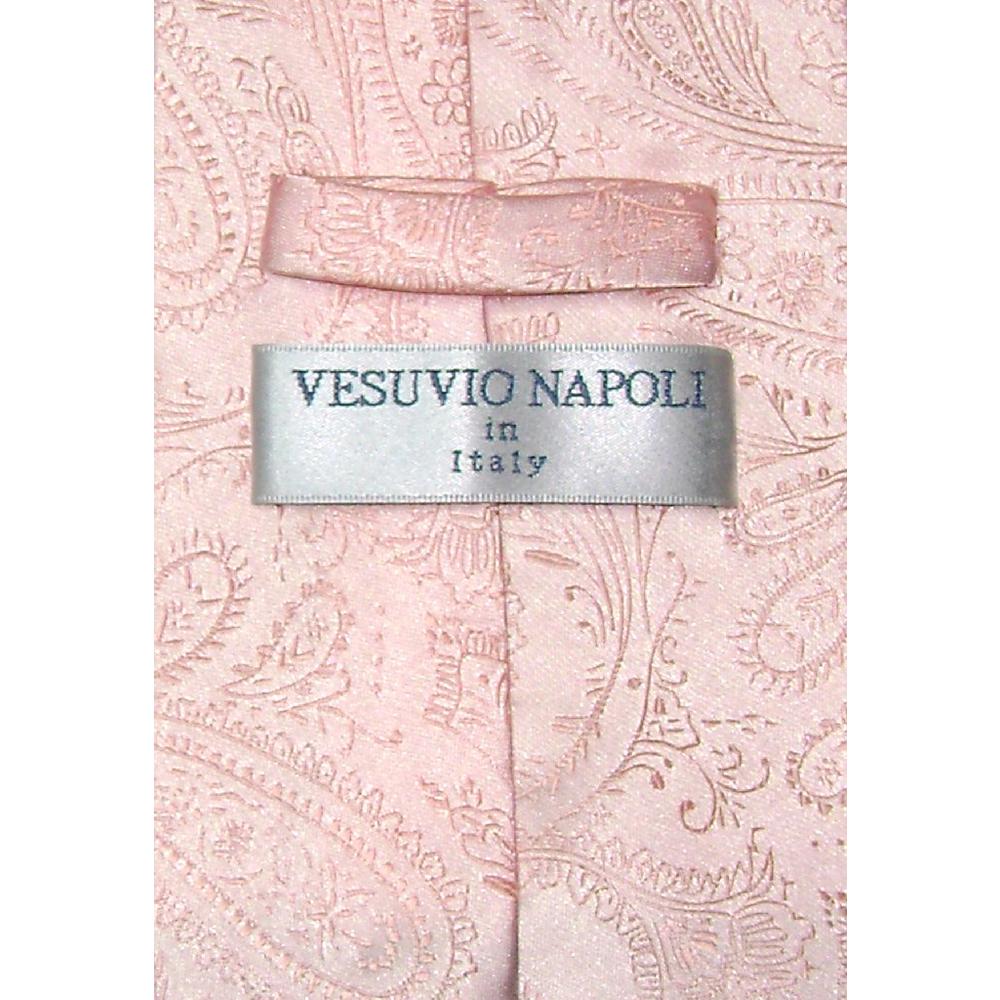 Vesuvio Napoli Peach PAISLEY NeckTie & Handkerchief Matching Men's Neck Tie Set