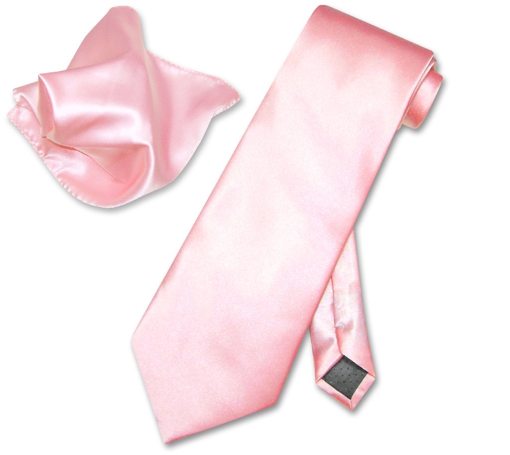 Antonio Ricci Solid PINK Color NeckTie & Handkerchief Men's Neck Tie Set