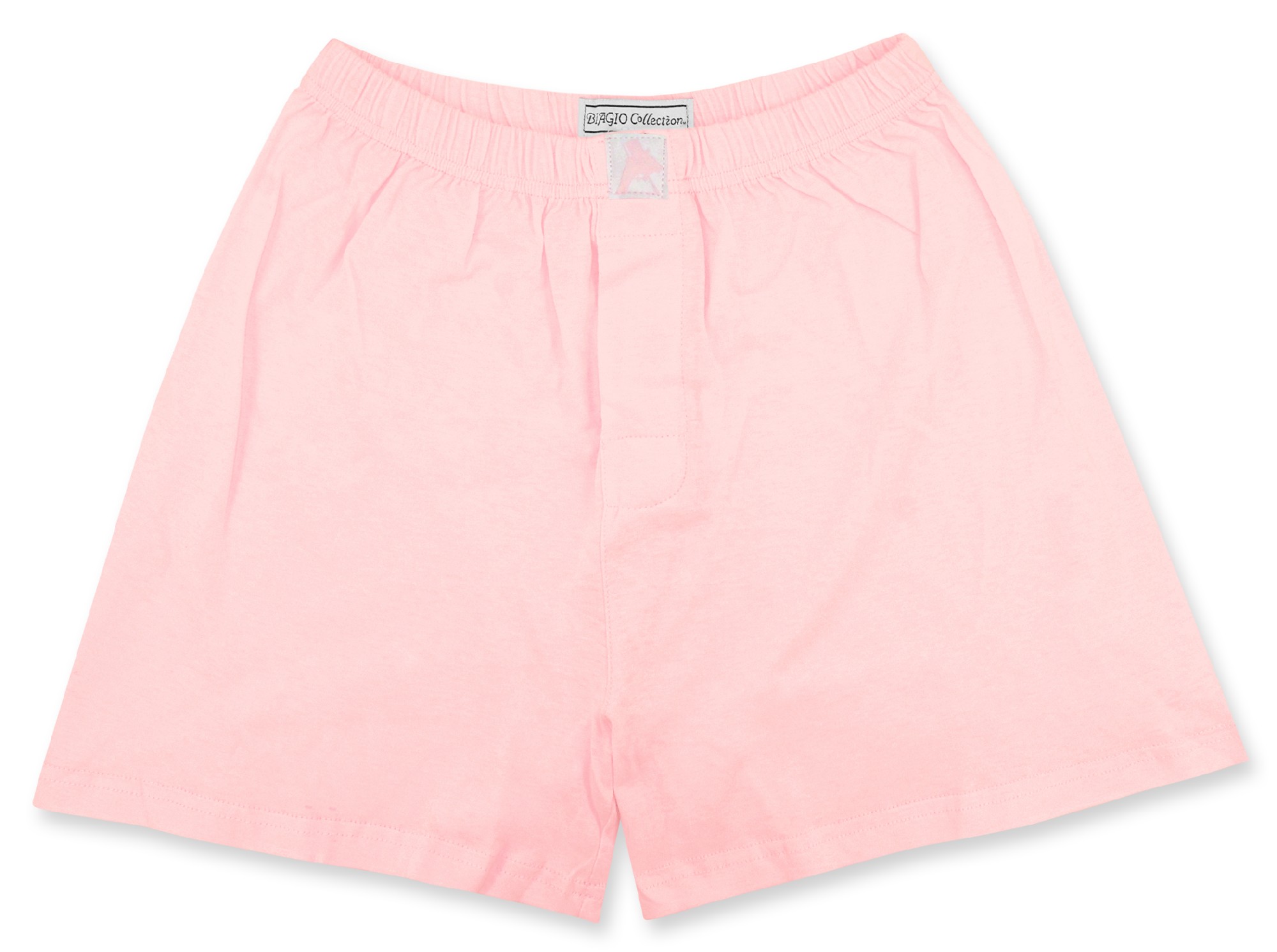 Biagio Mens Solid Light Pink Color BOXER 100% Knit Cotton Shorts