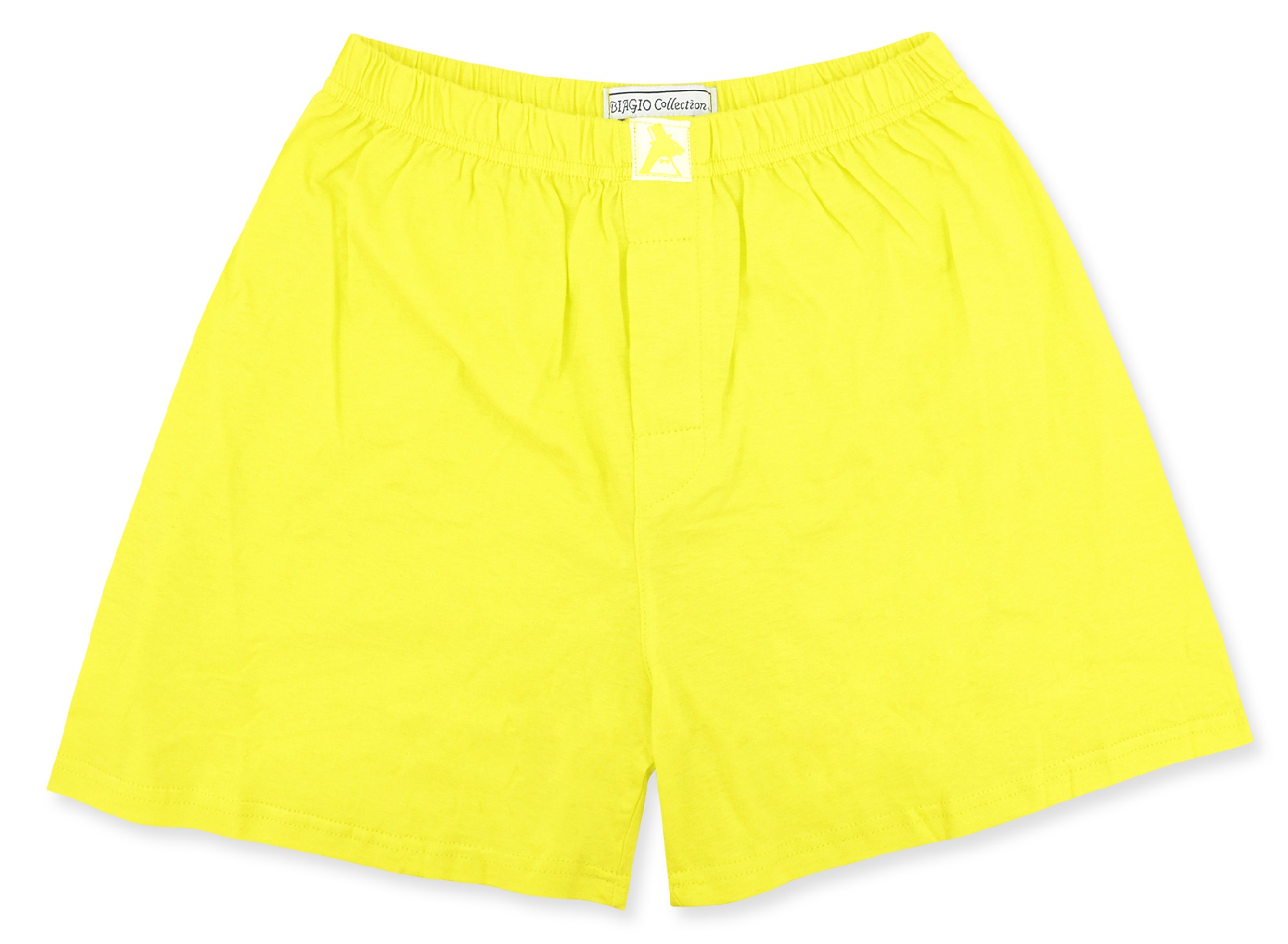 Biagio Mens Solid Golden Yellow Color BOXER 100% Knit Cotton Shorts