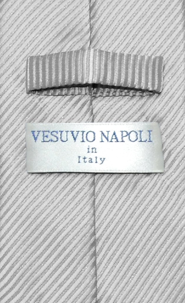 Vesuvio Napoli NeckTie Silver Grey Horizontal Stripe Men's Neck Tie