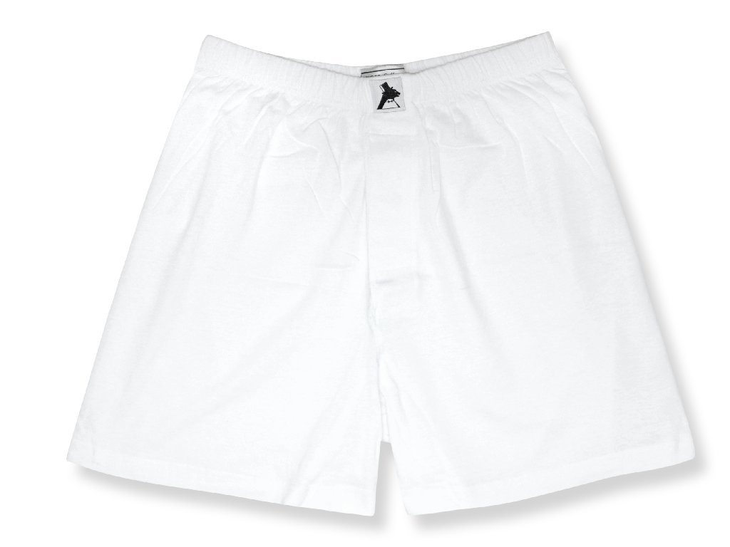 Biagio Mens Solid WHITE Color BOXER 100% Knit Cotton Shorts