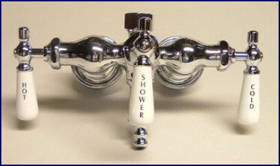 Barclay Chrome Clawfoot Tub Diverter Faucet with 3 Porcelain ...