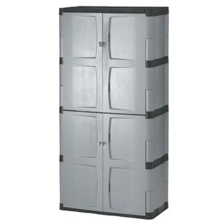 Rubbermaid 7083 72 Inch Four Shelf Double Door Resin Storage Cabinet