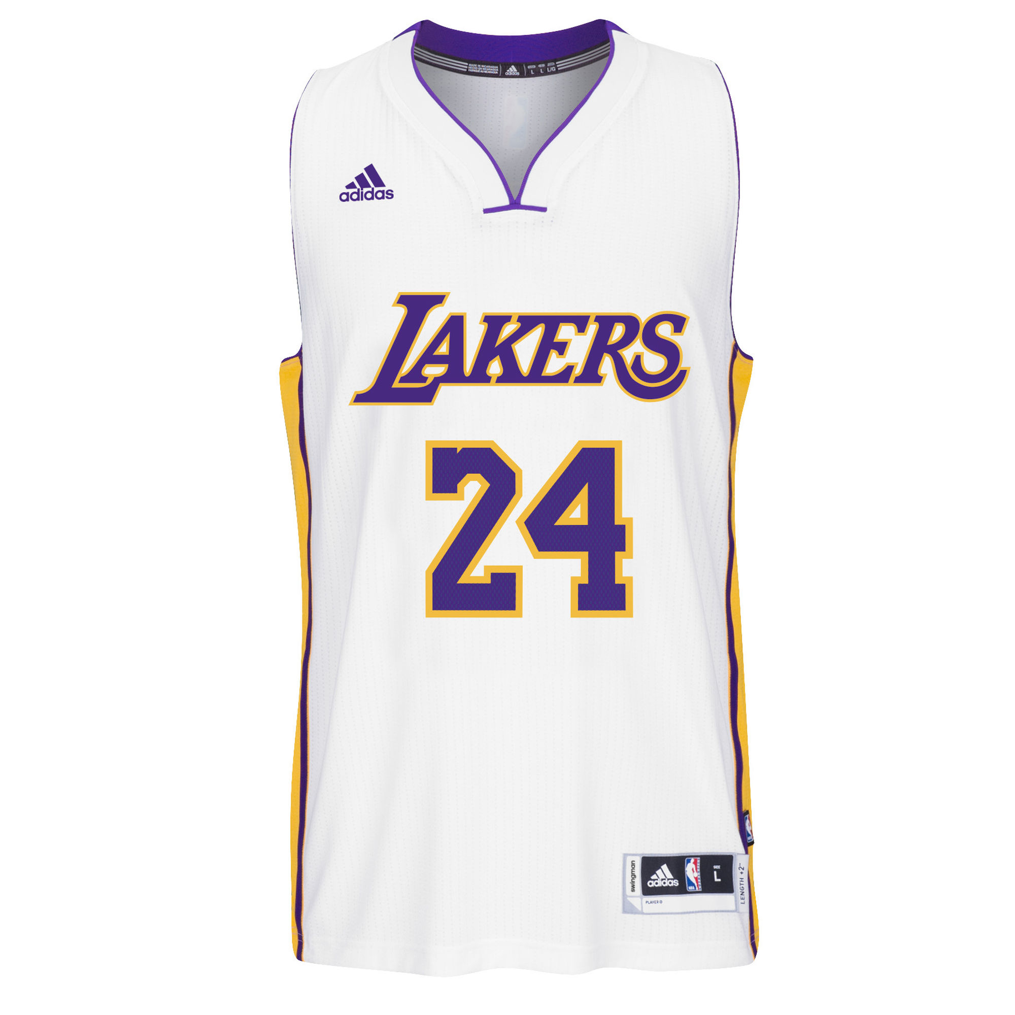 Adidas Los Angeles Lakers Kobe Bryant #24 Sunday White Swingman Jersey