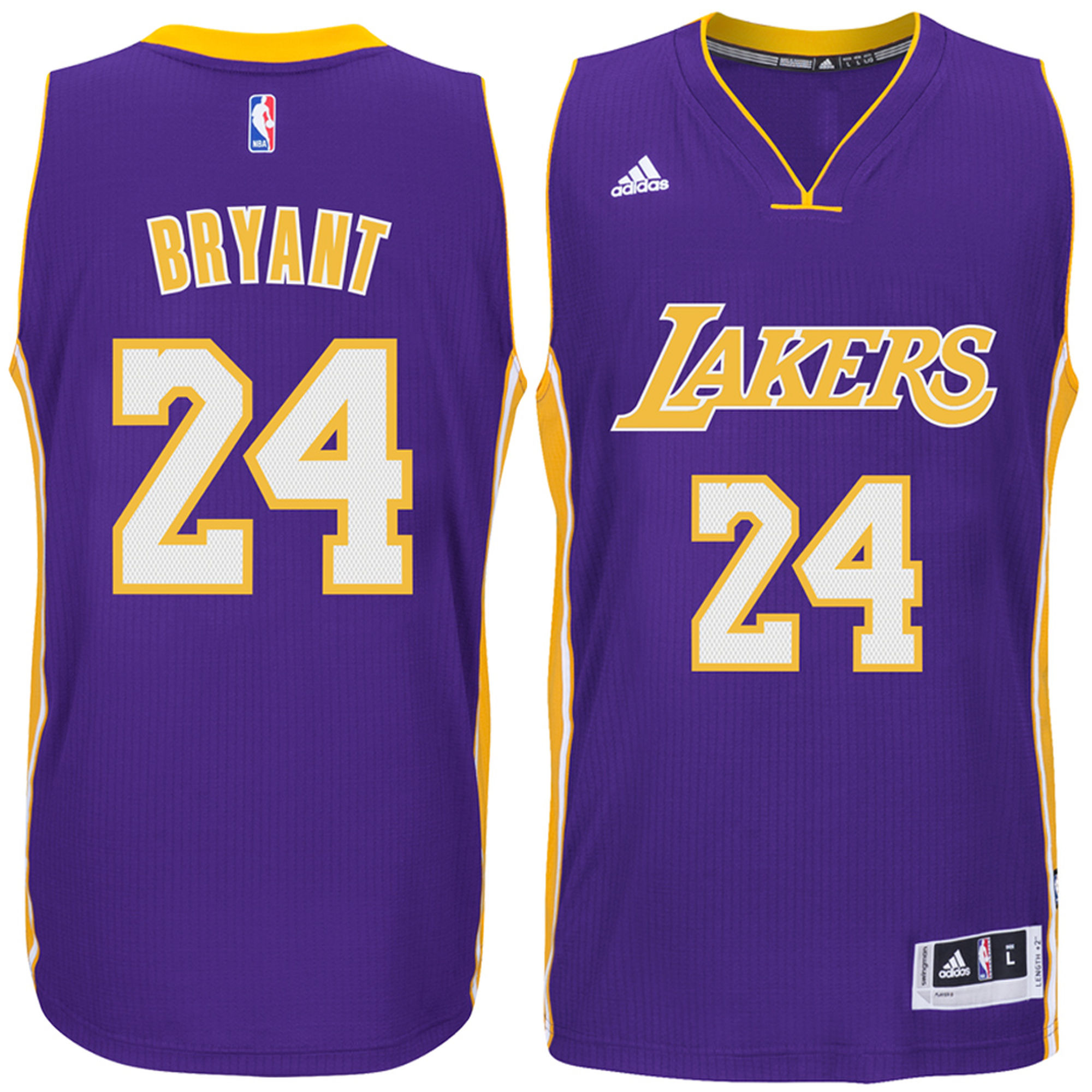 Adidas Los Angeles LA Lakers Kobe Bryant #24 Purple Road Adult ...