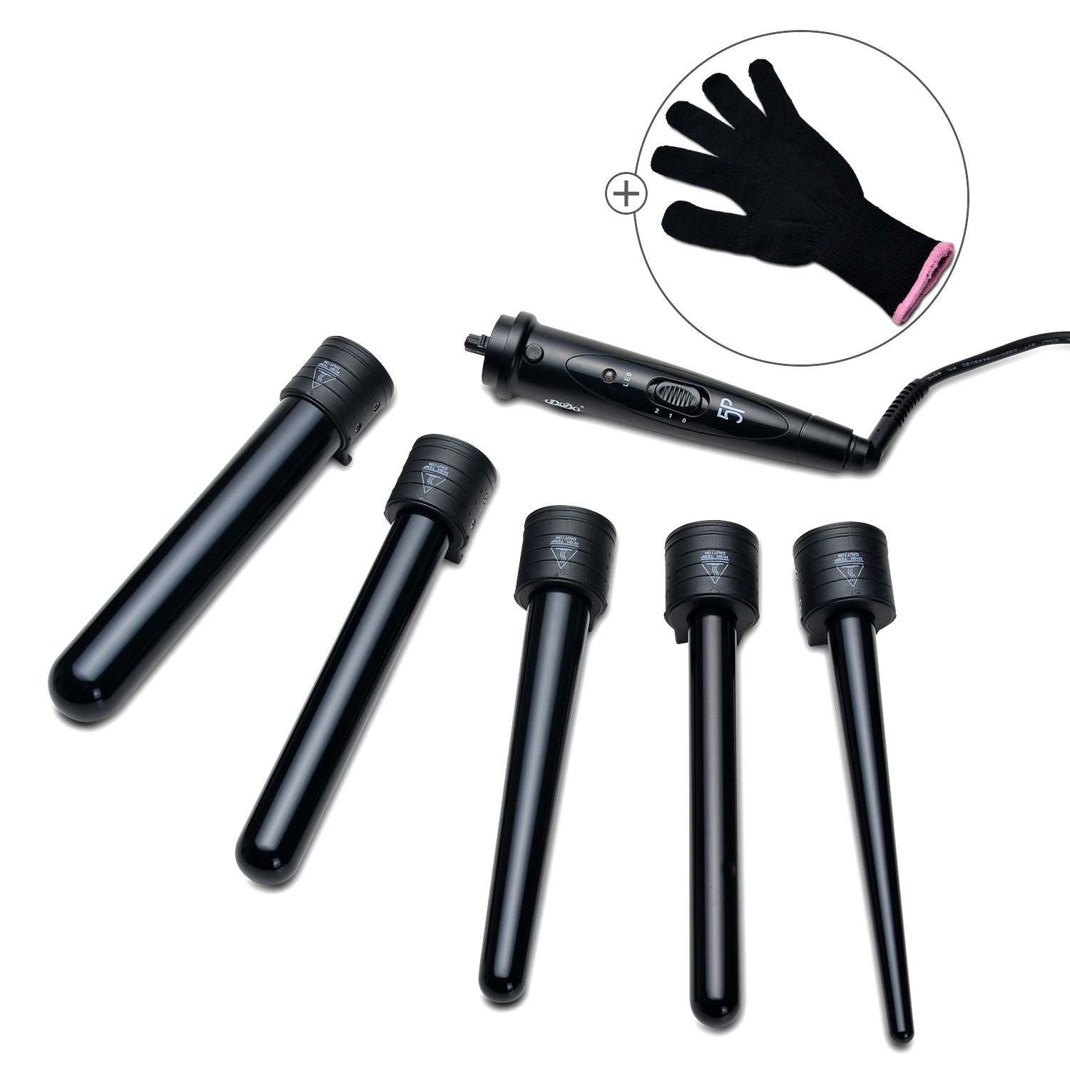 AGPtek 5-IN-1 Curling Iron and Wand set Hair Curler w/ Interchangeable  Barrels and Heat-Resistant Glove