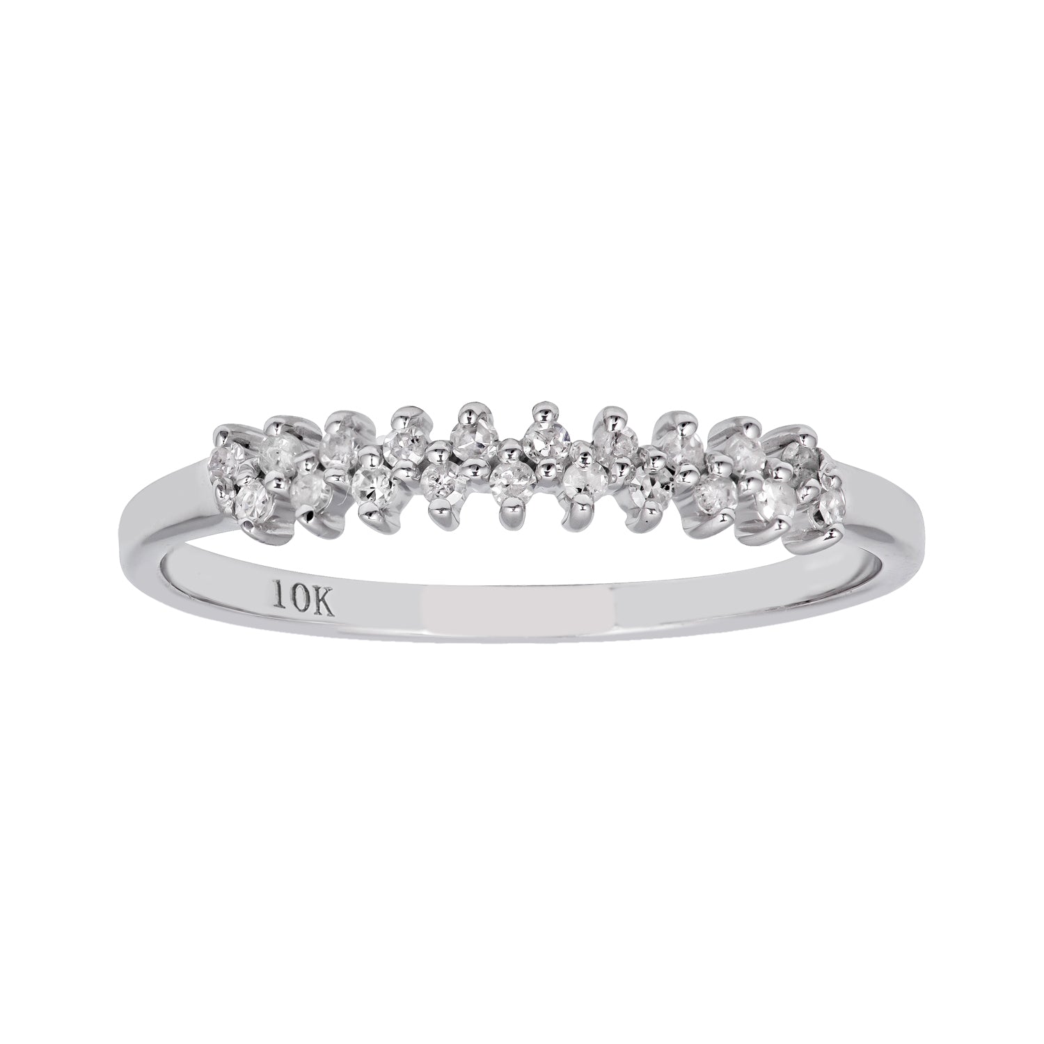 Viducci 10k White Gold Two-Row 1/5ct Diamond Wedding Anniversary Ring