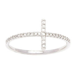 Viducci 10k White Gold Diamond Cross Anniversary Ring (1/7 cttw, H-I Color, I1-I2 Clarity)