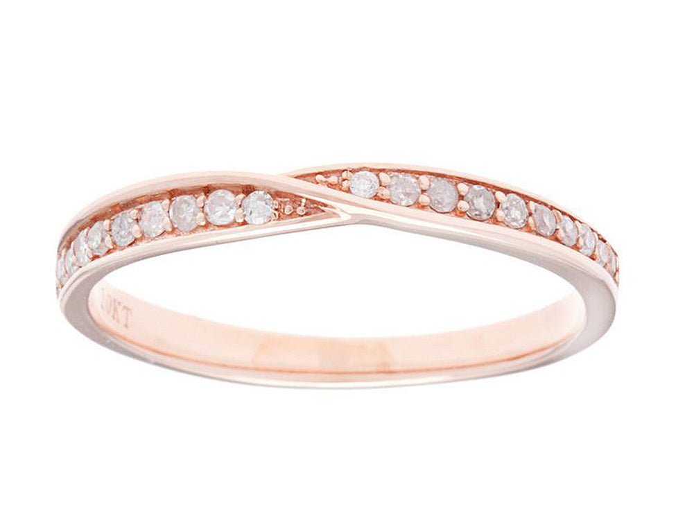 Viducci 10k Rose Gold Bypass Diamond Wedding Anniversay Band (1/6 cttw, H-I Color, I1-I2 Clarity)