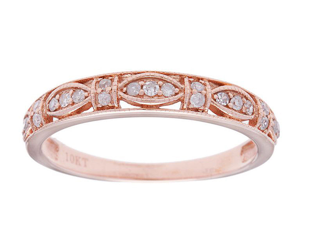 Viducci 10k Rose Gold Vintage Style Diamond Anniversary Ring (1/6 cttw, H-I Color, I1-I2 Clarity)